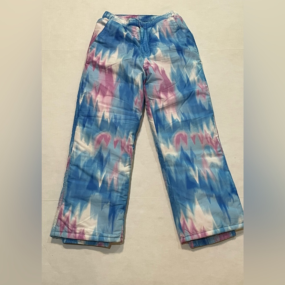 The Children's Place Blue and Pink Tie-Dye Print Kids snow pants
